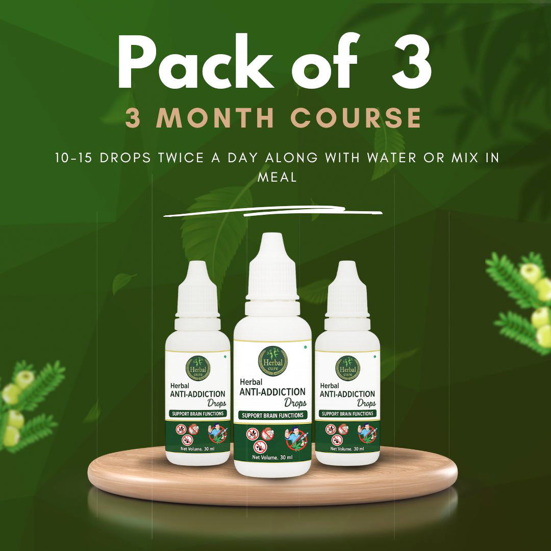 Herbal Anti Addiction Drops Pack Of 3 -Alcohol, Smoking, Gutka and Drug Addiction