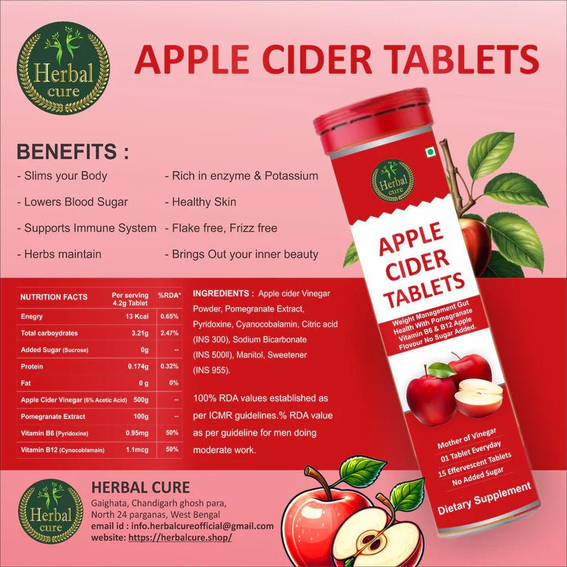 Apple Cider Weight Loss Tablet - Pack - of - 2 - 30 Tablets - Herbal Cure
