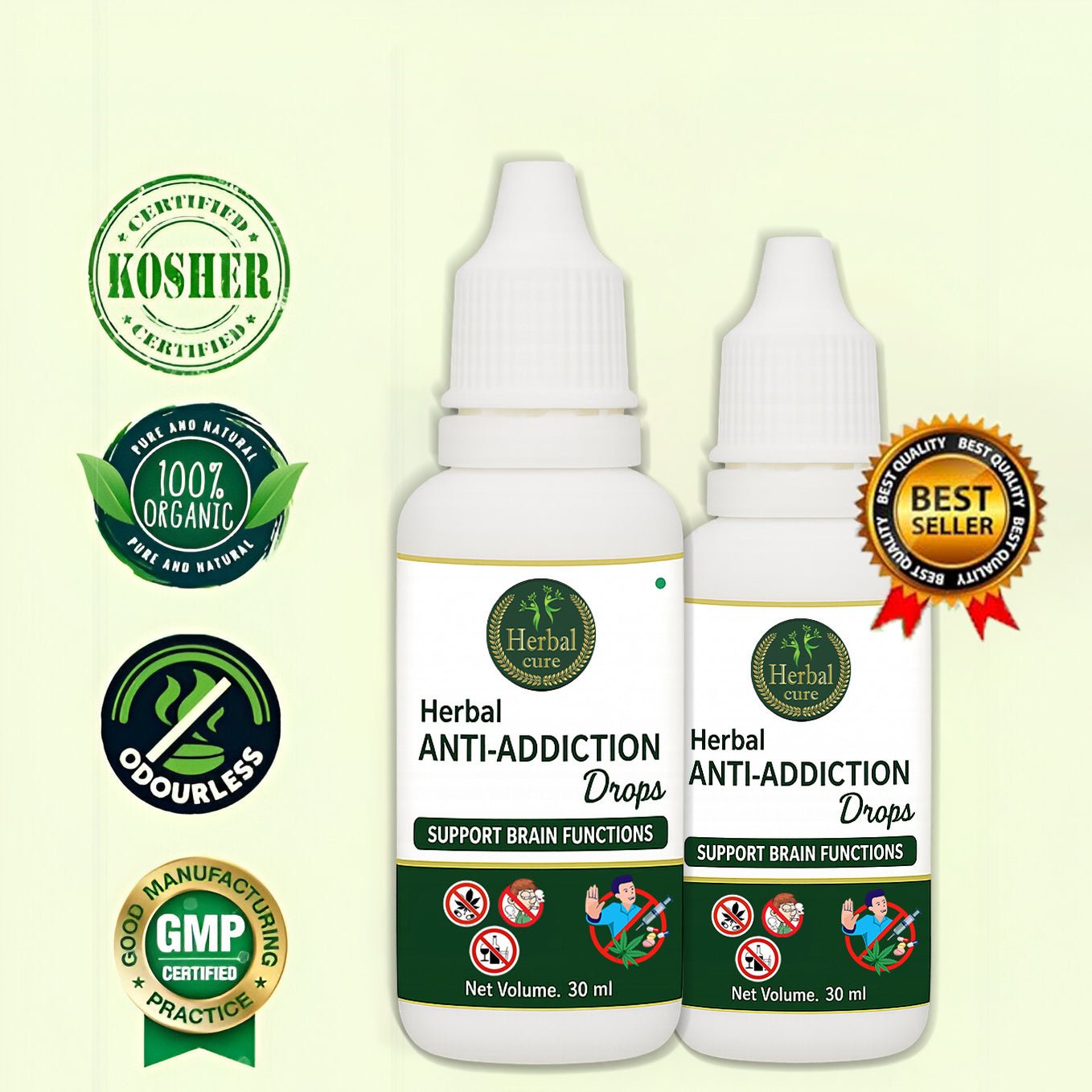 Herbal Anti Addiction Drops Pack Of 3 - Alcohol, Smoking, Gutka and Drug Addiction - Herbal Cure