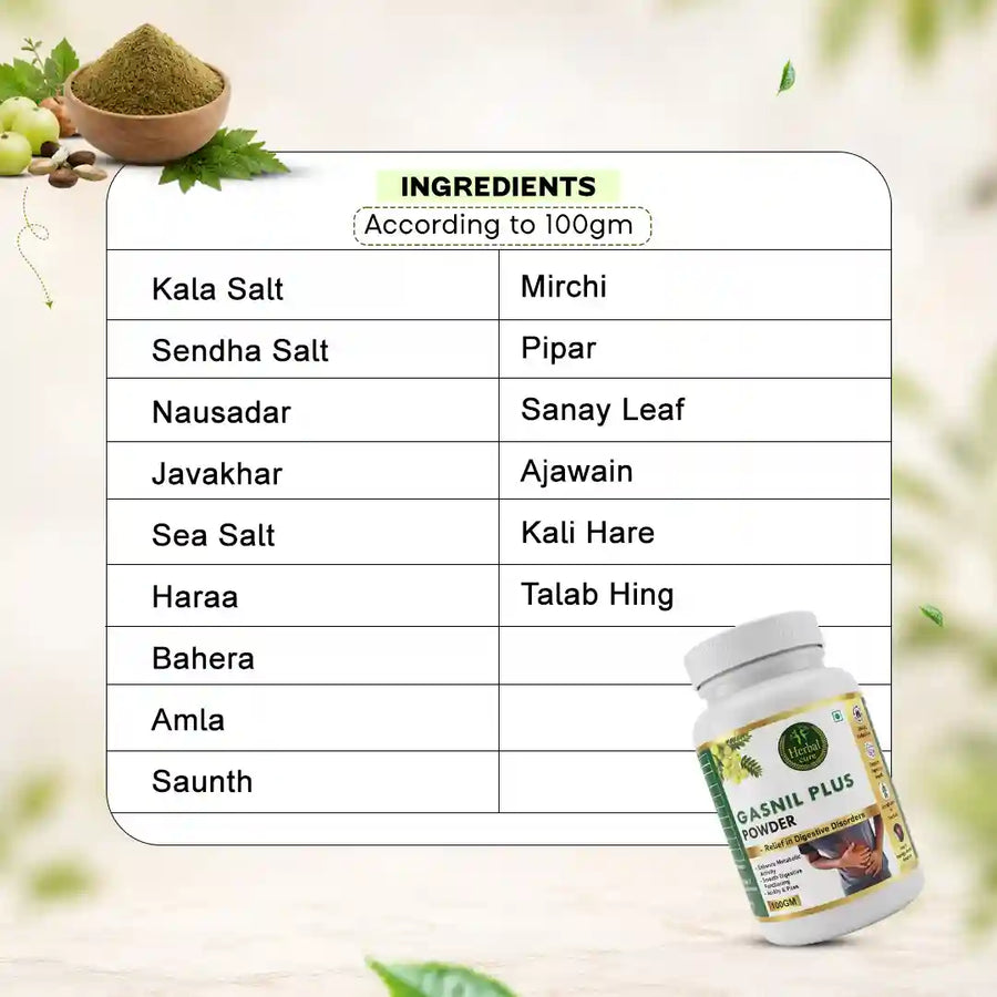 Herbal Gasnil Plus Powder For Digestive Health & Gas Relief
